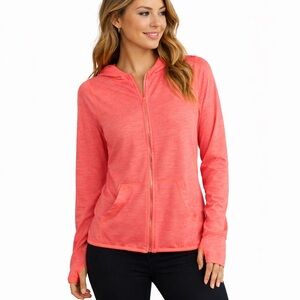 H&M  coral fitted hooded sports jacket gold zipper